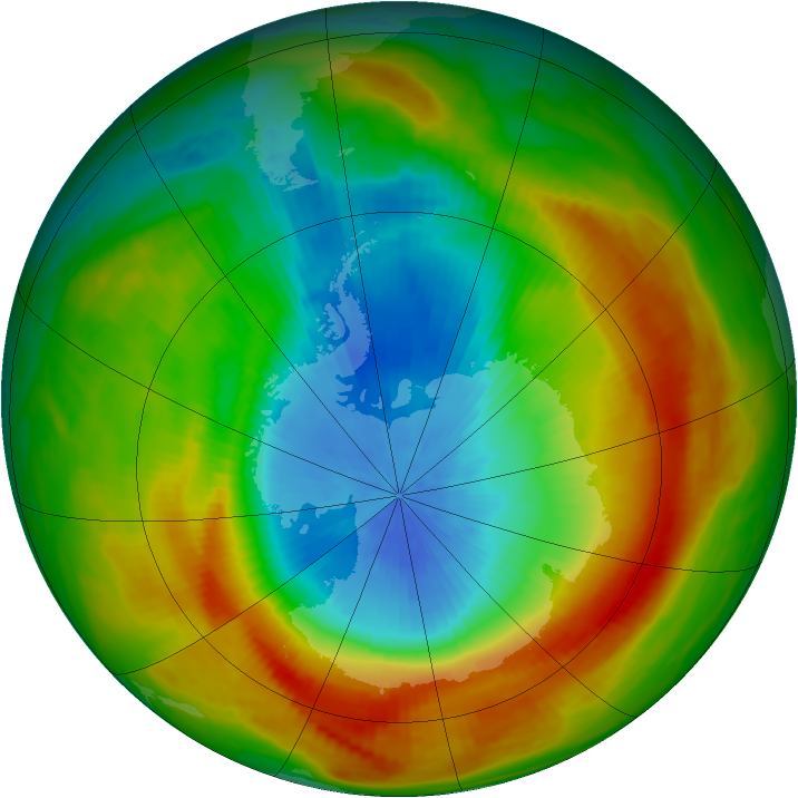 Antarctic ozone map for 26 October 1988